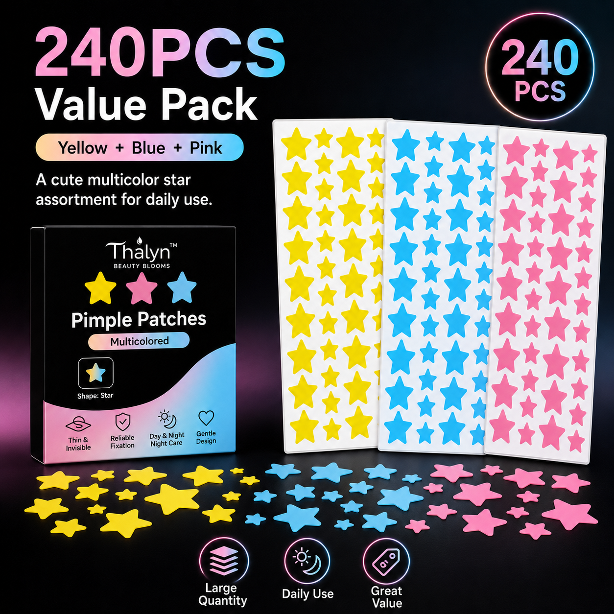 Beauty For You Makeup - 240PCS Colorful Star Pimple Patches Yellow