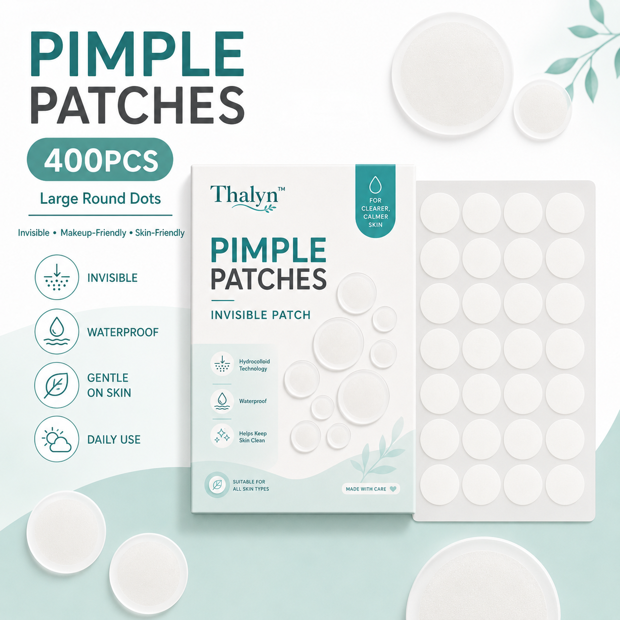 Beauty For You Makeup - 400PCS Large Round Pimple Patches White