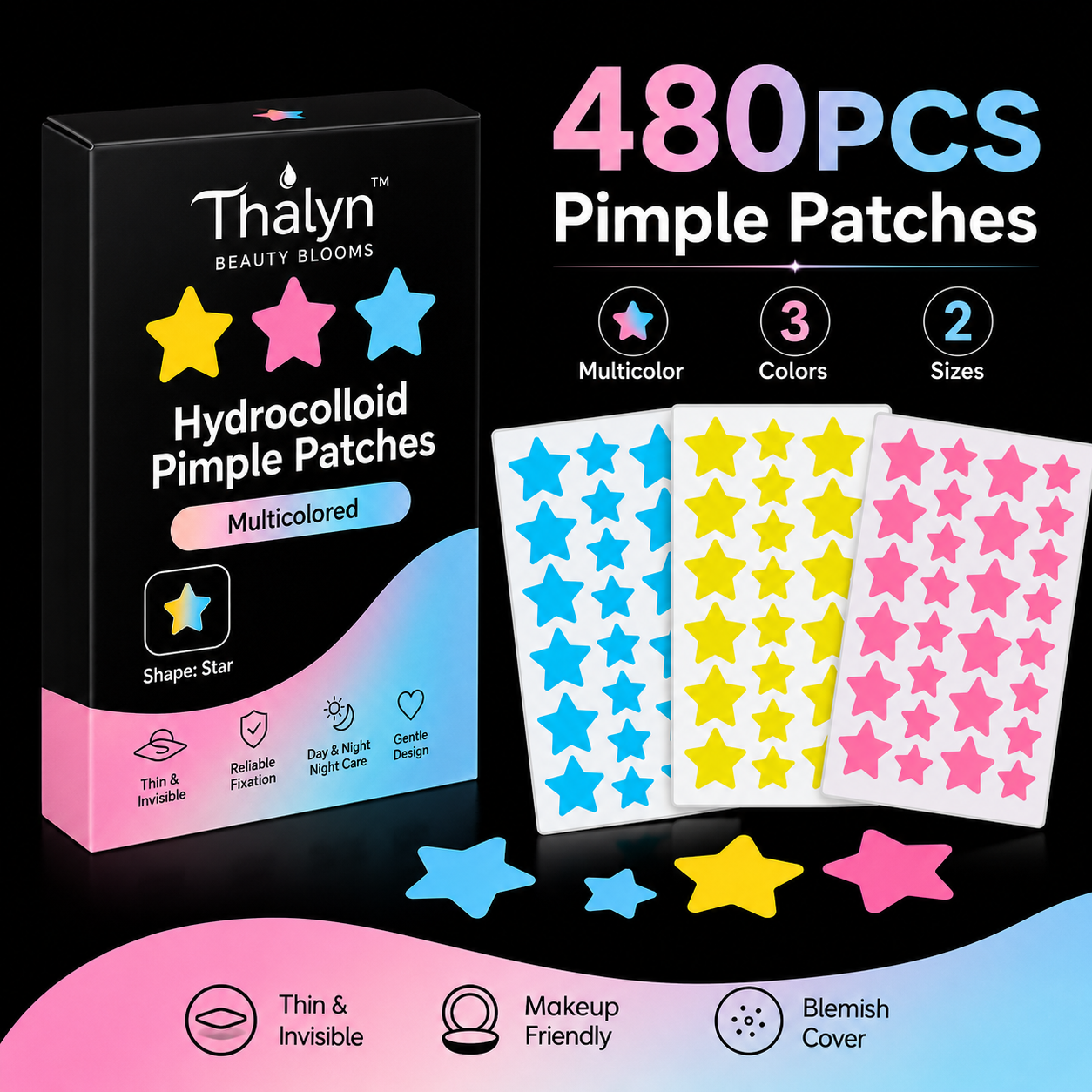 Beauty For You Makeup - 480PCS Colorful Star Pimple Patches Yellow